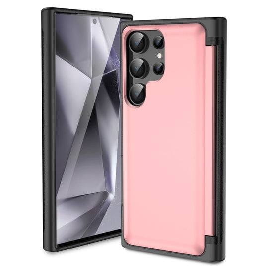 For Samsung Galaxy S23 Ultra 5G 3 in 1 Flip Holder Phone Case(Pink)