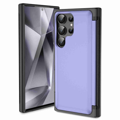 For Samsung Galaxy S22 Ultra 5G 3 in 1 Flip Holder Phone Case(Light Purple) by buy2fix
