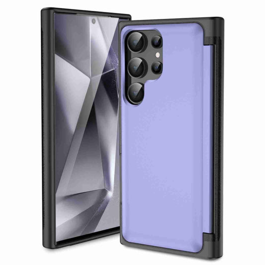 For Samsung Galaxy S22 Ultra 5G 3 in 1 Flip Holder Phone Case(Light Purple) by buy2fix