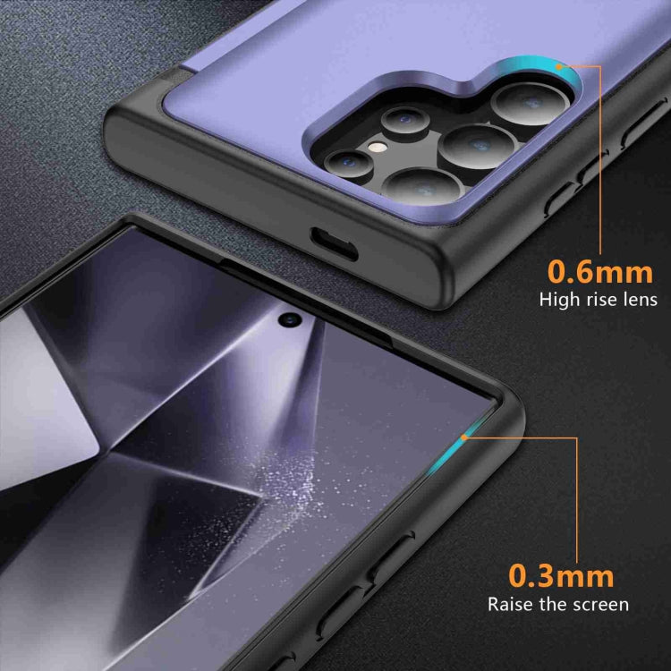 For Samsung Galaxy S22 Ultra 5G 3 in 1 Flip Holder Phone Case(Light Purple) by buy2fix