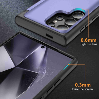 For Samsung Galaxy S22 Ultra 5G 3 in 1 Flip Holder Phone Case(Light Purple) by buy2fix