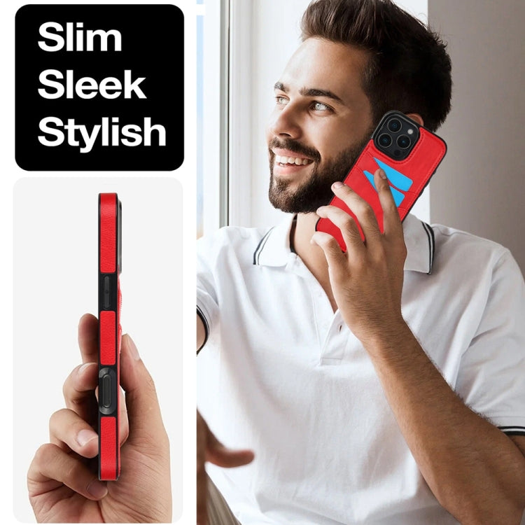 For iPhone 16 Pro Max Litchi Leather Skin Card Slots Phone Case(Red) by buy2fix