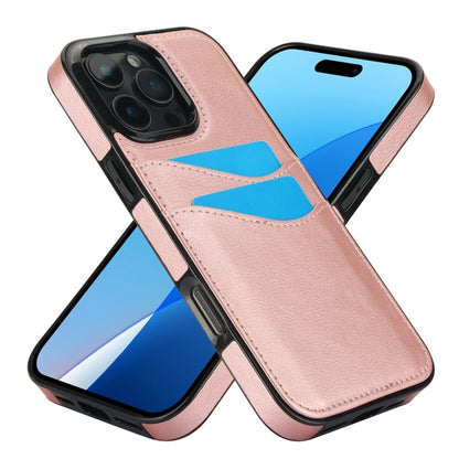 For iPhone 16 Pro Max Litchi Leather Skin Card Slots Phone Case(Rose Gold) by buy2fix