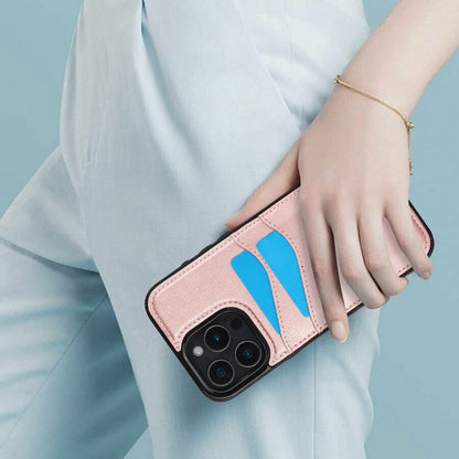 For iPhone 16 Pro Max Litchi Leather Skin Card Slots Phone Case(Rose Gold) by buy2fix