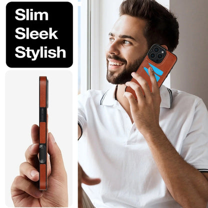 For iPhone 16 Pro Max Litchi Leather Skin Card Slots Phone Case(Brown) by buy2fix