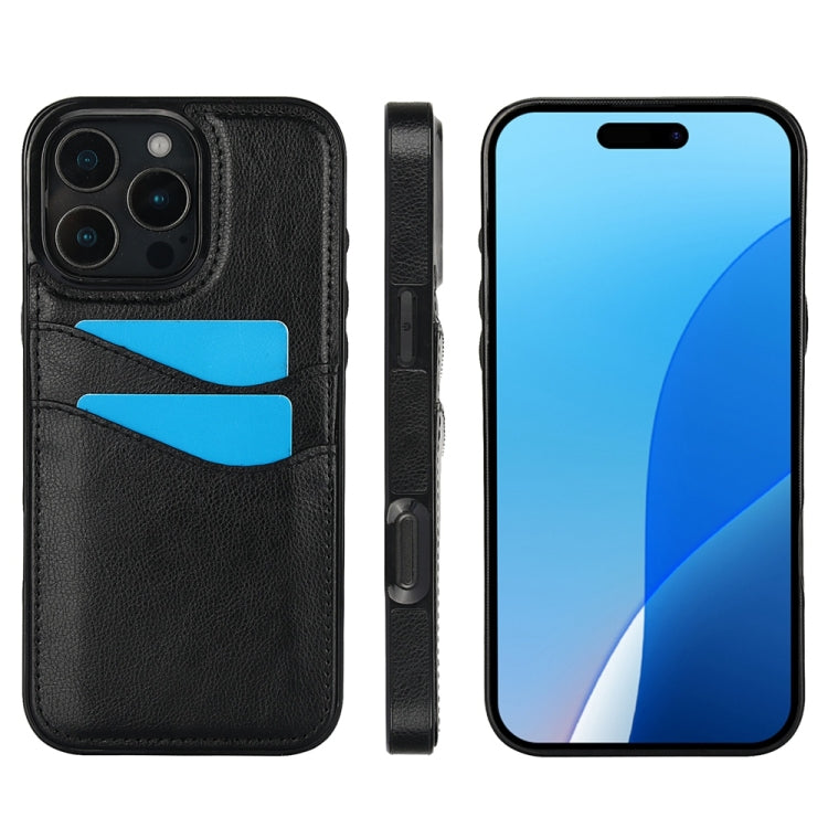 For iPhone 16 Pro Litchi Leather Skin Card Slots Phone Case(Black) by buy2fix