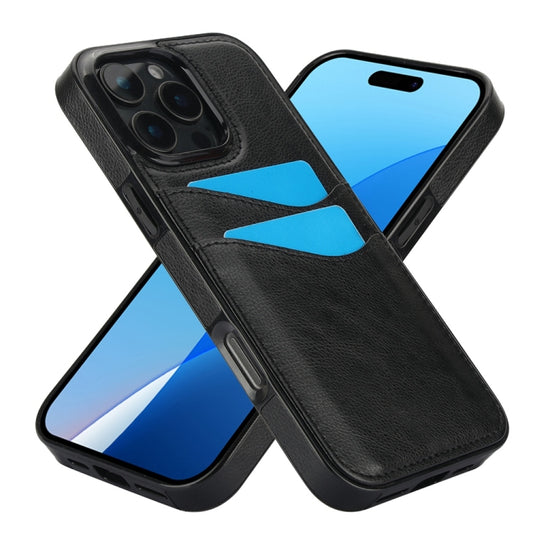 For iPhone 16 Pro Litchi Leather Skin Card Slots Phone Case(Black) by buy2fix