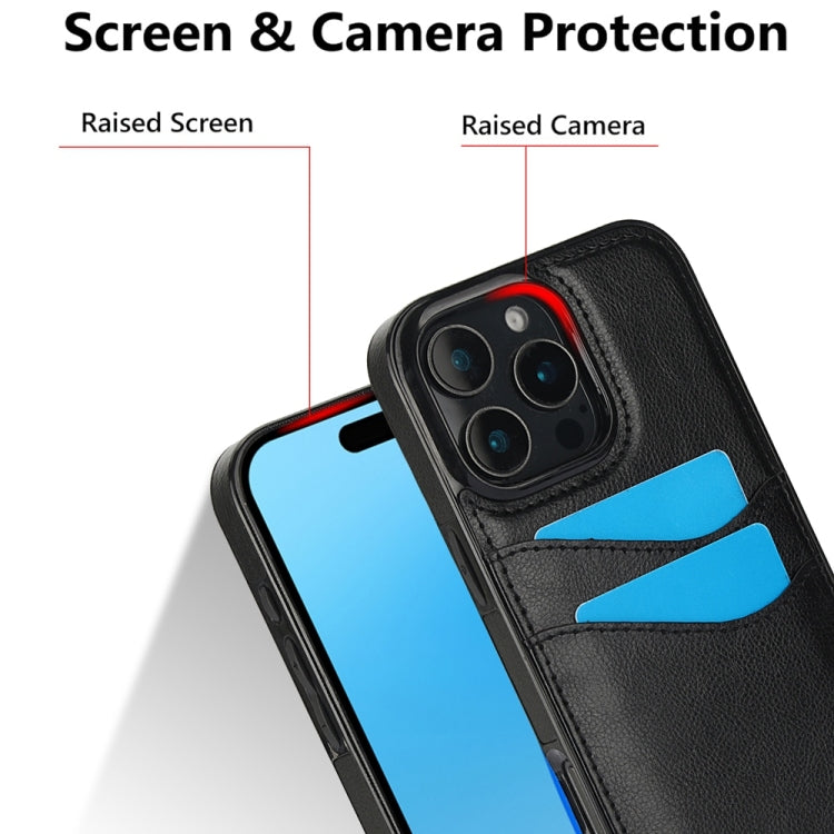 For iPhone 16 Pro Litchi Leather Skin Card Slots Phone Case(Black) by buy2fix