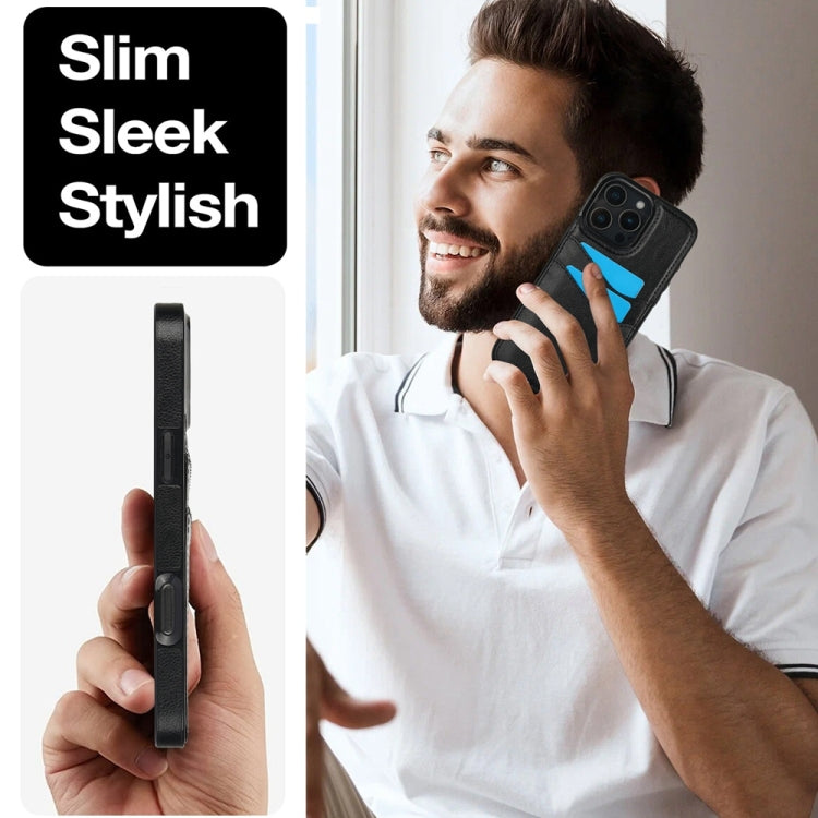 For iPhone 16 Pro Litchi Leather Skin Card Slots Phone Case(Black) by buy2fix