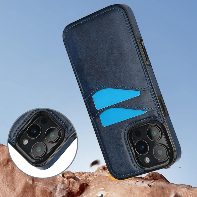 For iPhone 16 Pro Litchi Leather Skin Card Slots Phone Case(Blue) by buy2fix