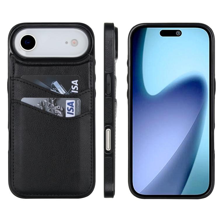 For iPhone Air Litchi Leather Skin Card Slots Phone Case(Black) - iPhone Air Cases by buy2fix | Online Shopping UK | buy2fix