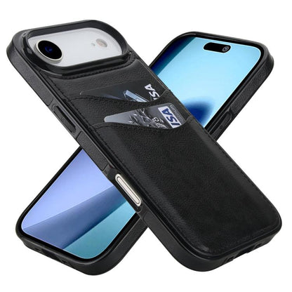 For iPhone Air Litchi Leather Skin Card Slots Phone Case(Black) - iPhone Air Cases by buy2fix | Online Shopping UK | buy2fix