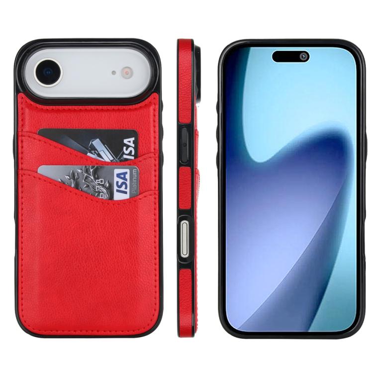 For iPhone Air Litchi Leather Skin Card Slots Phone Case(Red) - iPhone Air Cases by buy2fix | Online Shopping UK | buy2fix