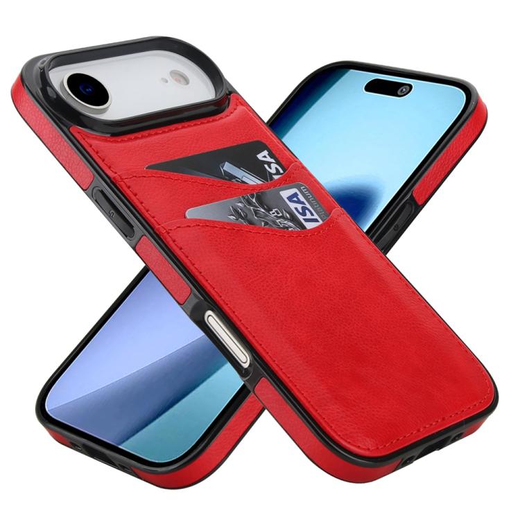 For iPhone Air Litchi Leather Skin Card Slots Phone Case(Red) - iPhone Air Cases by buy2fix | Online Shopping UK | buy2fix