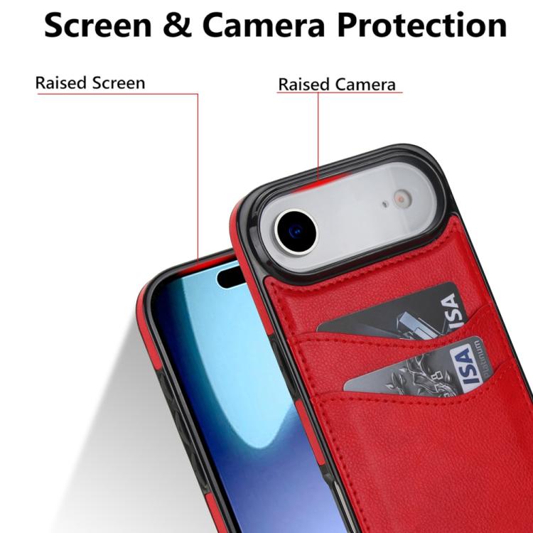 For iPhone Air Litchi Leather Skin Card Slots Phone Case(Red) - iPhone Air Cases by buy2fix | Online Shopping UK | buy2fix
