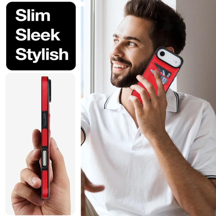For iPhone Air Litchi Leather Skin Card Slots Phone Case(Red) - iPhone Air Cases by buy2fix | Online Shopping UK | buy2fix
