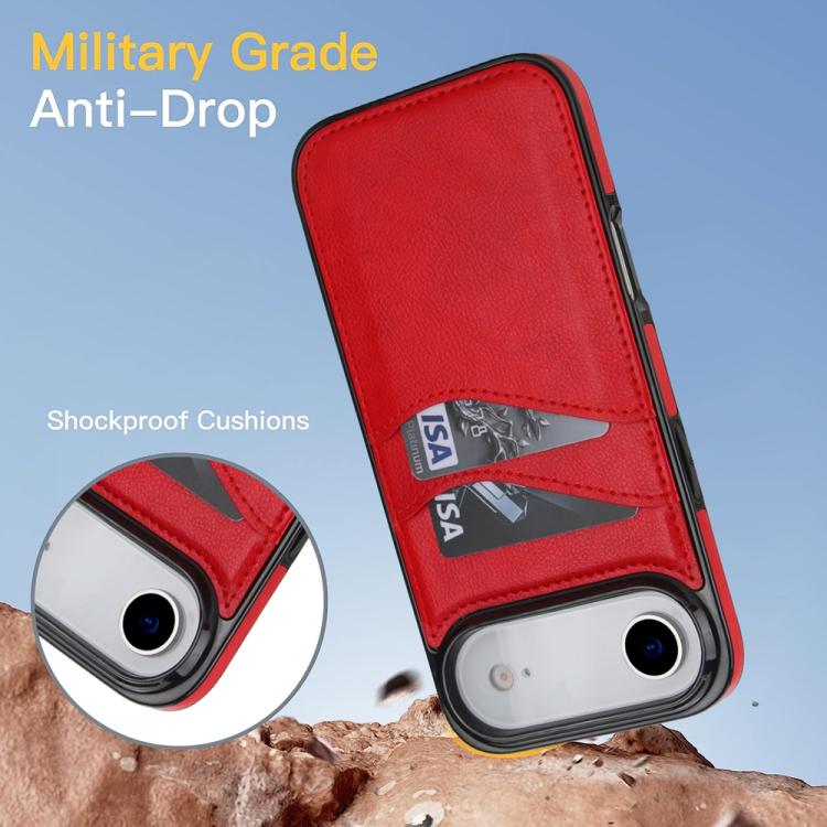 For iPhone Air Litchi Leather Skin Card Slots Phone Case(Red) - iPhone Air Cases by buy2fix | Online Shopping UK | buy2fix