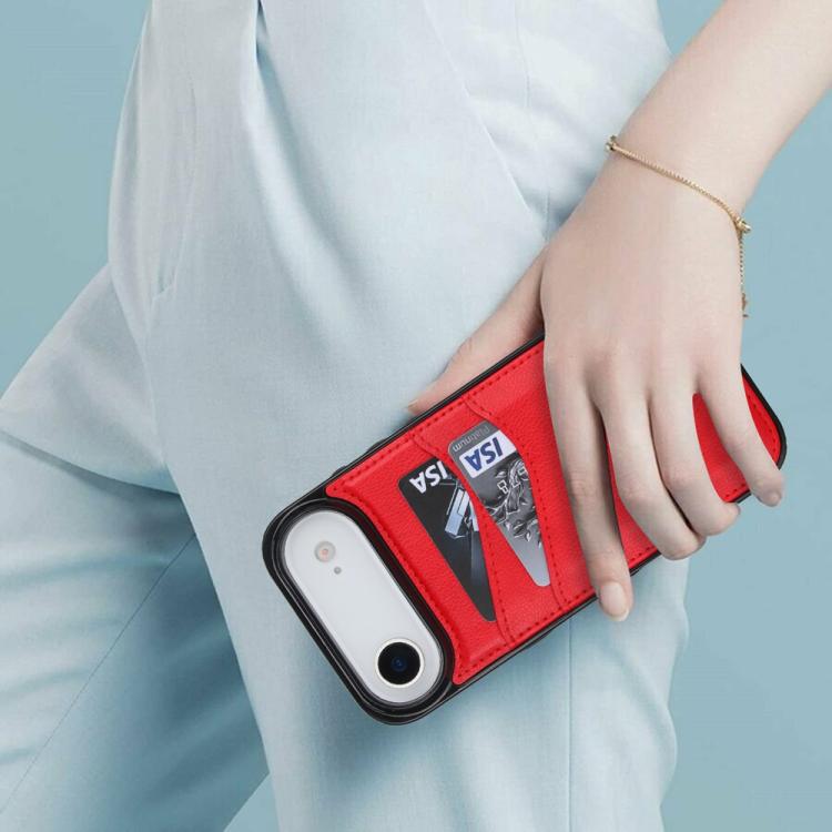For iPhone Air Litchi Leather Skin Card Slots Phone Case(Red) - iPhone Air Cases by buy2fix | Online Shopping UK | buy2fix
