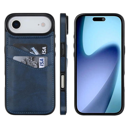 For iPhone Air Litchi Leather Skin Card Slots Phone Case(Blue) - iPhone Air Cases by buy2fix | Online Shopping UK | buy2fix