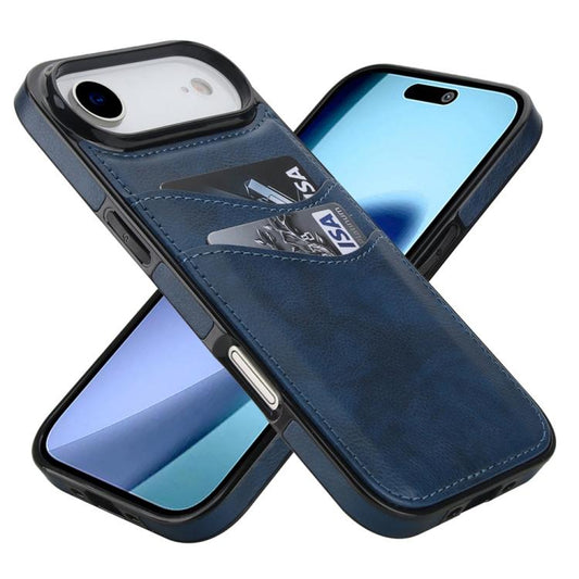 For iPhone Air Litchi Leather Skin Card Slots Phone Case(Blue) - iPhone Air Cases by buy2fix | Online Shopping UK | buy2fix