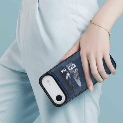 For iPhone Air Litchi Leather Skin Card Slots Phone Case(Blue) - iPhone Air Cases by buy2fix | Online Shopping UK | buy2fix