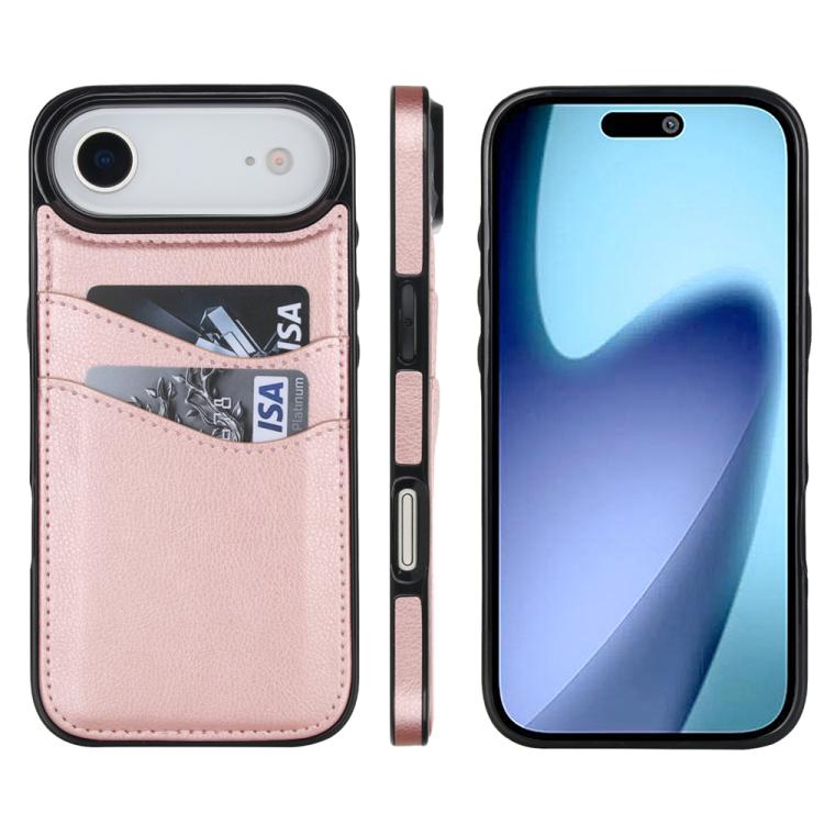 For iPhone Air Litchi Leather Skin Card Slots Phone Case(Rose Gold) - iPhone Air Cases by buy2fix | Online Shopping UK | buy2fix