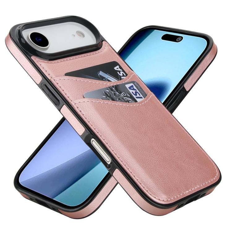 For iPhone Air Litchi Leather Skin Card Slots Phone Case(Rose Gold) - iPhone Air Cases by buy2fix | Online Shopping UK | buy2fix