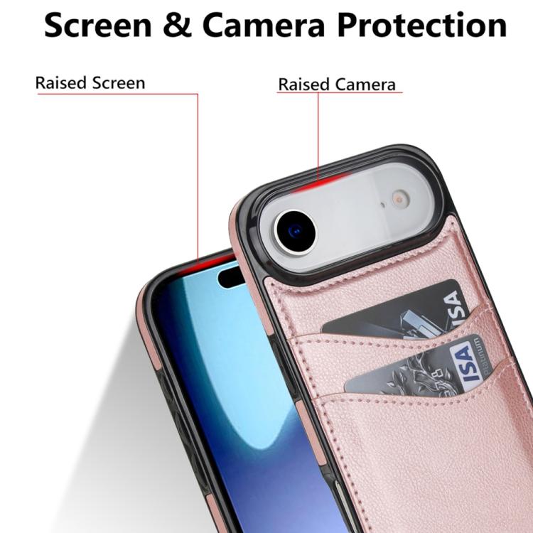 For iPhone Air Litchi Leather Skin Card Slots Phone Case(Rose Gold) - iPhone Air Cases by buy2fix | Online Shopping UK | buy2fix