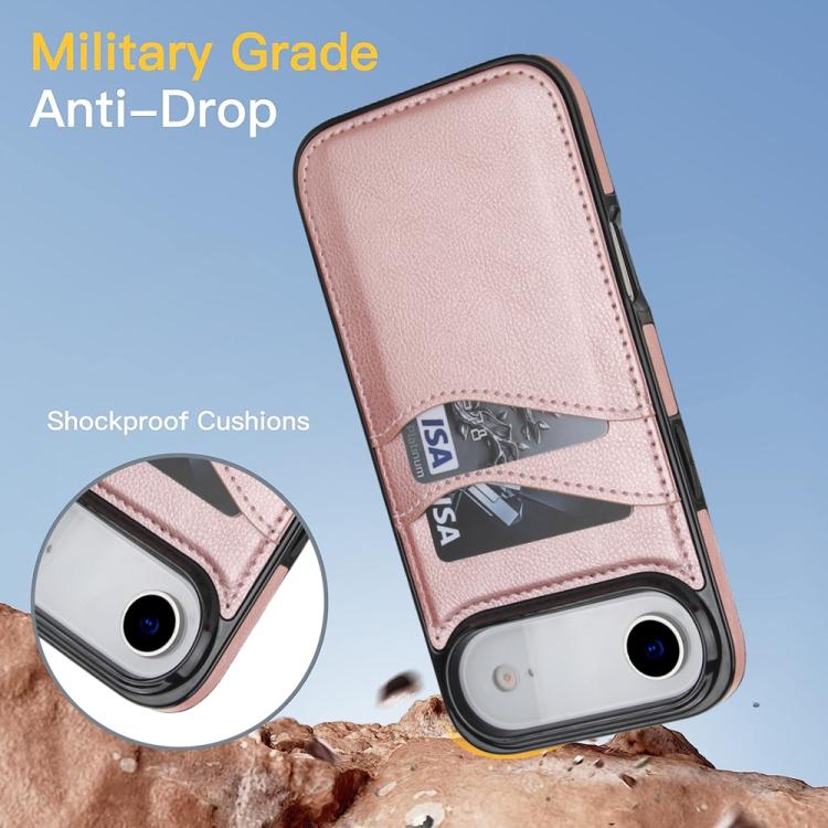 For iPhone Air Litchi Leather Skin Card Slots Phone Case(Rose Gold) - iPhone Air Cases by buy2fix | Online Shopping UK | buy2fix