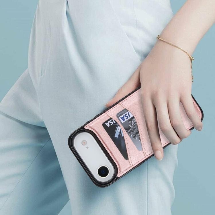 For iPhone Air Litchi Leather Skin Card Slots Phone Case(Rose Gold) - iPhone Air Cases by buy2fix | Online Shopping UK | buy2fix