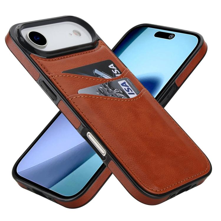 For iPhone Air Litchi Leather Skin Card Slots Phone Case(Brown) - iPhone Air Cases by buy2fix | Online Shopping UK | buy2fix
