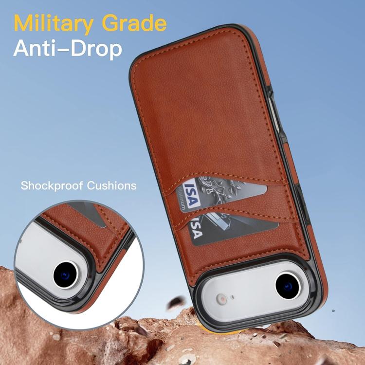 For iPhone Air Litchi Leather Skin Card Slots Phone Case(Brown) - iPhone Air Cases by buy2fix | Online Shopping UK | buy2fix