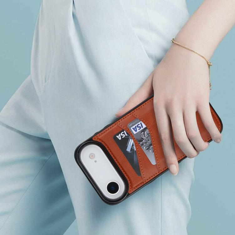 For iPhone Air Litchi Leather Skin Card Slots Phone Case(Brown) - iPhone Air Cases by buy2fix | Online Shopping UK | buy2fix