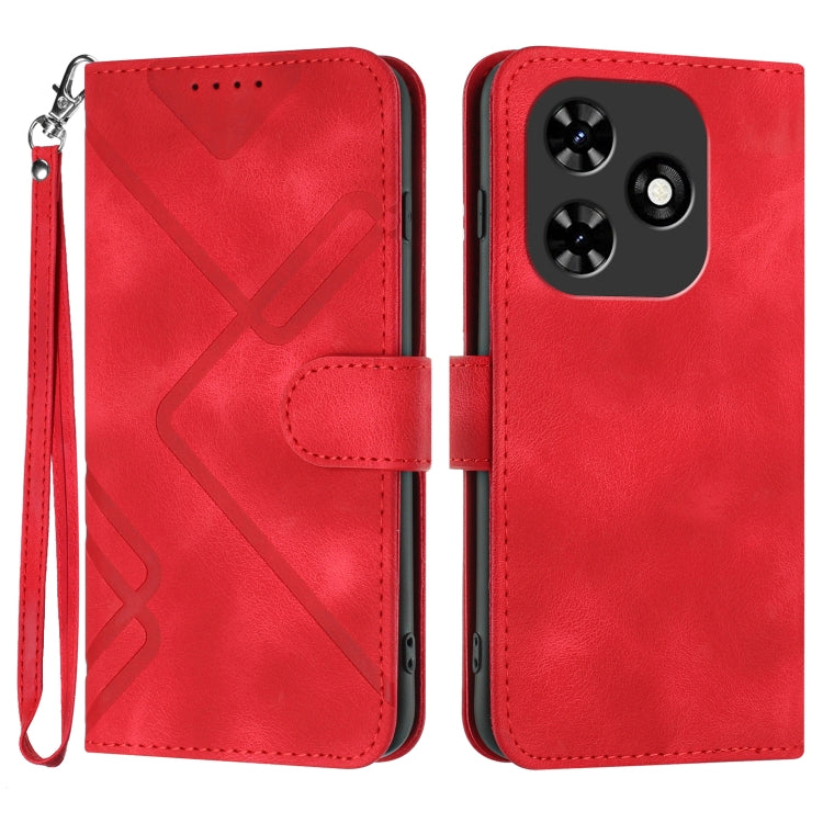 For Tecno Spark Go 2024 Line Pattern Skin Feel Leather Phone Case(Red) by buy2fix