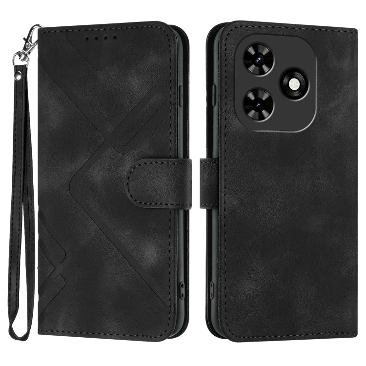 For Tecno Spark Go 2024 Line Pattern Skin Feel Leather Phone Case(Black) by buy2fix
