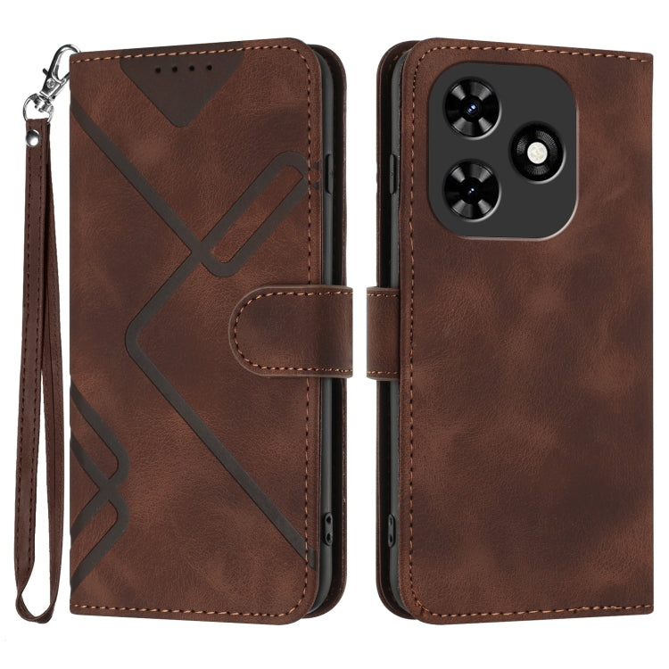 For Tecno Spark Go 2024 Line Pattern Skin Feel Leather Phone Case(Coffee) by buy2fix