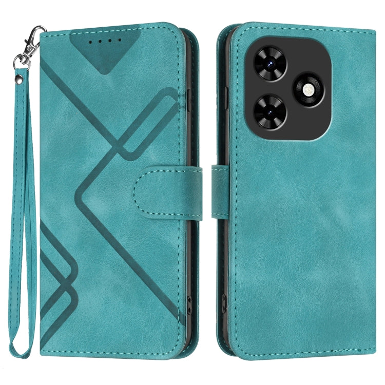 For Tecno Spark Go 2024 Line Pattern Skin Feel Leather Phone Case(Light Blue) by buy2fix