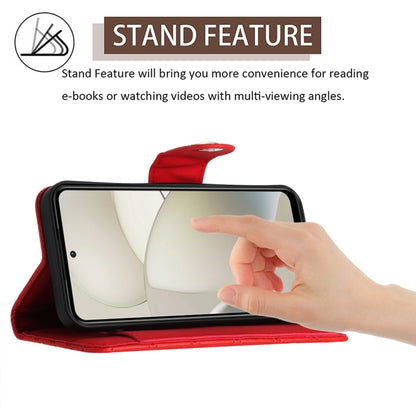 For Motorola Moto G Power 5G 2024 Rhombic Texture Flip Leather Phone Case with Long Lanyard(Red) by buy2fix