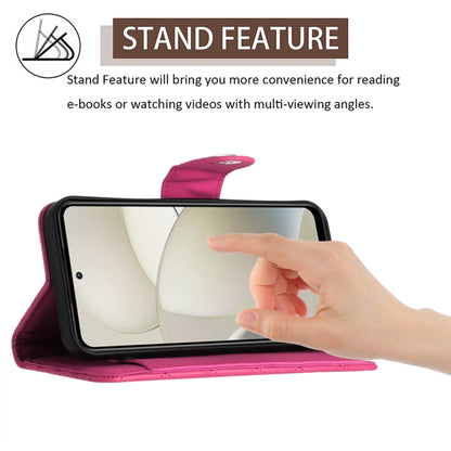 For Motorola Moto G Power 5G 2024 Rhombic Texture Flip Leather Phone Case with Long Lanyard(Rose Red) by buy2fix