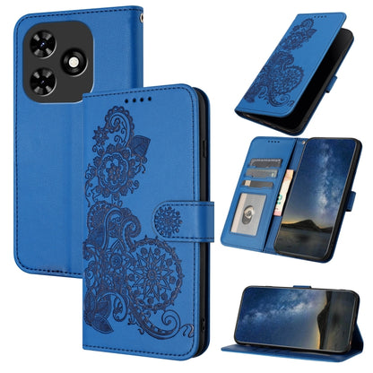 For Tecno Spark Go 2024 Datura Flower Embossed Flip Leather Phone Case(Blue) by buy2fix