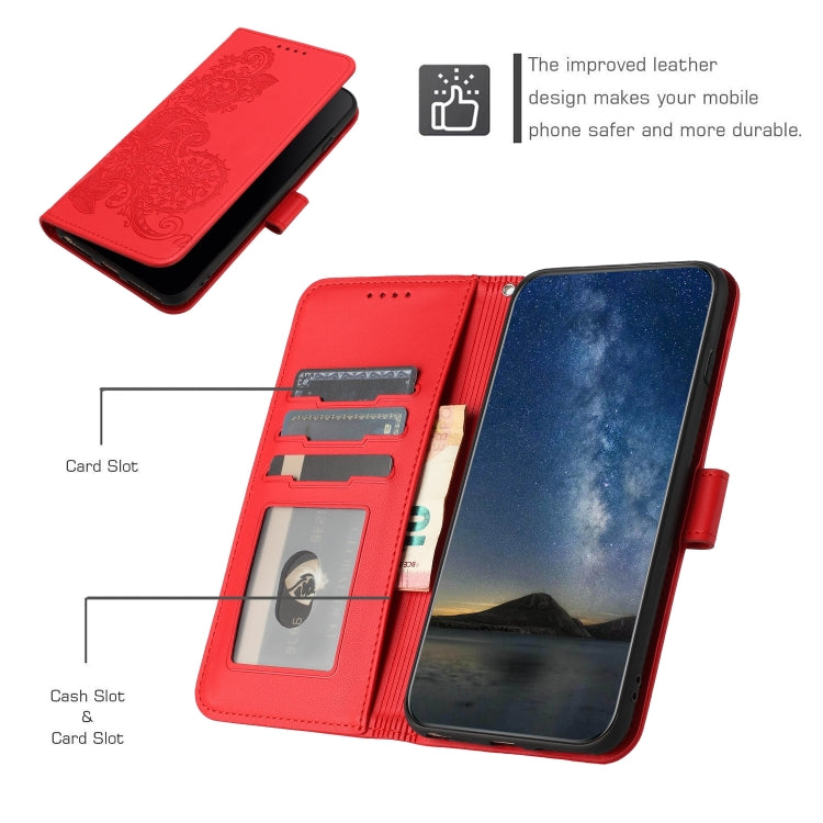For Tecno Spark Go 2024 Datura Flower Embossed Flip Leather Phone Case(Red) by buy2fix