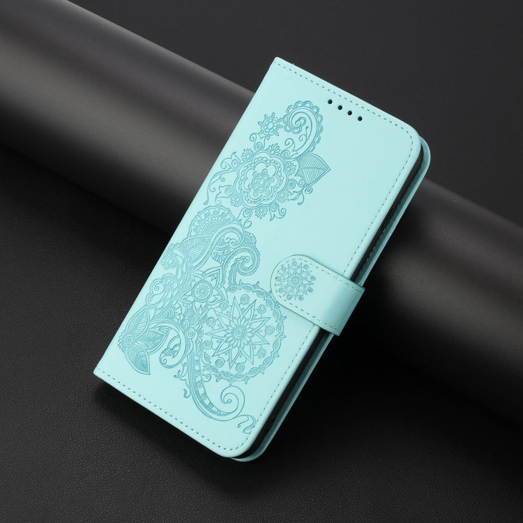 For Tecno Spark Go 2024 Datura Flower Embossed Flip Leather Phone Case(Light Blue) by buy2fix
