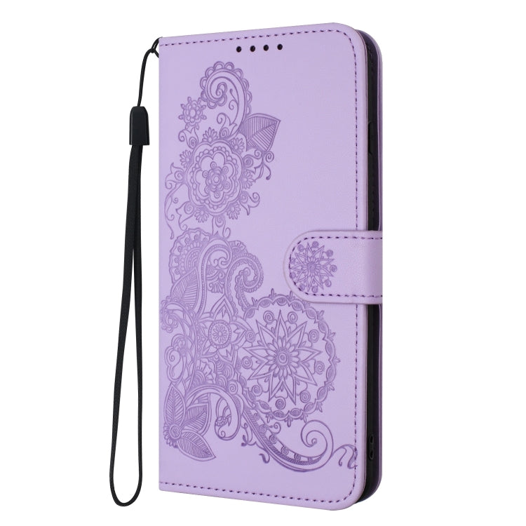 For Tecno Spark Go 2024 Datura Flower Embossed Flip Leather Phone Case(Purple) by buy2fix