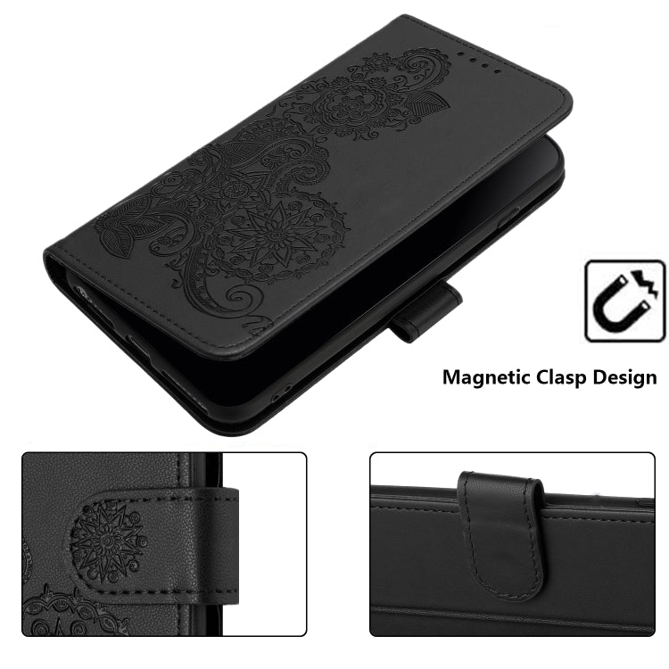 For Tecno Spark Go 2024 Datura Flower Embossed Flip Leather Phone Case(Black) by buy2fix
