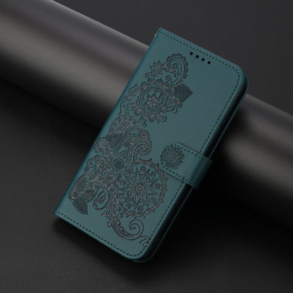 For Tecno Spark Go 2024 Datura Flower Embossed Flip Leather Phone Case(Dark Green) by buy2fix