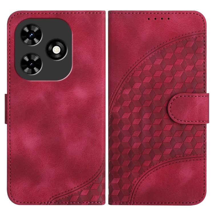 For Tecno Spark Go 2024 Elephant Head Embossed Phone Leather Case with Lanyard(Rose Red) by buy2fix