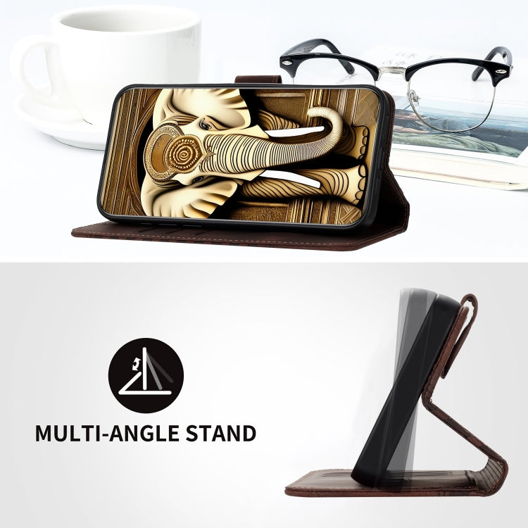 For Tecno Spark Go 2024 Elephant Head Embossed Phone Leather Case with Lanyard(Coffee) by buy2fix