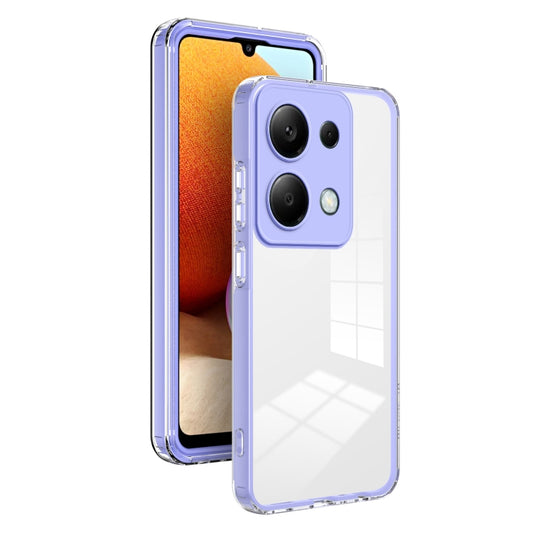 For Xiaomi Redmi Note 13 Pro 4G 3 in 1 Clear TPU Color PC Frame Phone Case(Purple) - Xiaomi Cases by buy2fix | Online Shopping UK | buy2fix