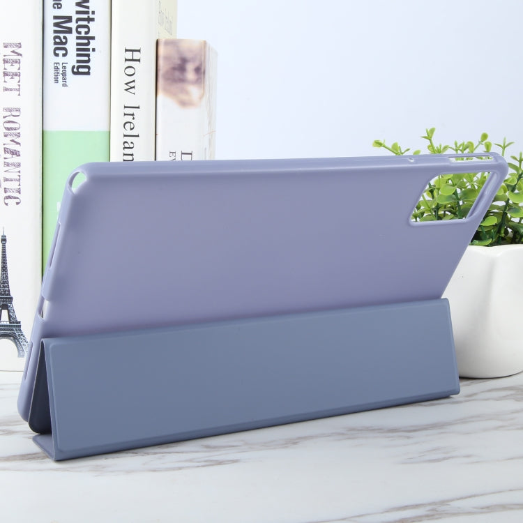 For Lenovo Tab M11/ Xiaoxin Pad 11 2024 Tri-fold Silicone Leather Tablet Case(Lavender Purple) - Lenovo by buy2fix | Online Shopping UK | buy2fix