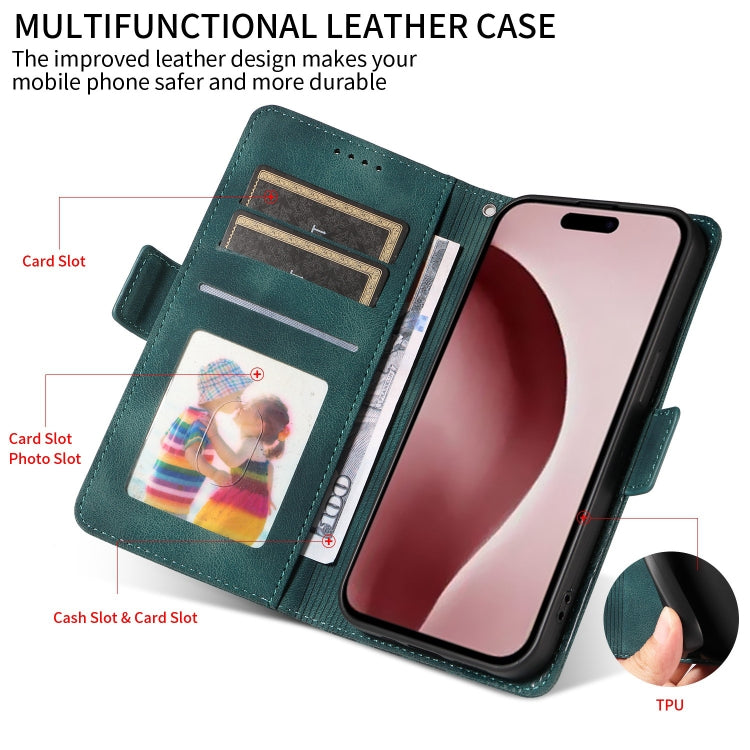 For iPhone 16 Pro Max Embossed Rhombus Starry Leather Phone Case(Green) by buy2fix